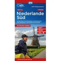 Bva Bikemedia ADFC-Radtourenkarte NL 2 Niederlande Süd 1:150.000, reiß- und wetterfest, E-Bike geeignet, GPS-Tracks Download, mit Knotenpunkten, mit Bett+Bike Symbolen, mit Kilometer-Angaben
