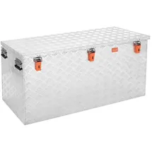 AluBox ABX-R410P Aluminium Riffelblech Pritschenbox Transportkiste Staukasten mit eingerückter Scharnierposition 410 Liter