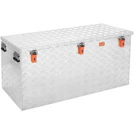 AluBox ABX-R410P Aluminium Riffelblech Pritschenbox Transportkiste Staukasten mit eingerückter Scharnierposition 410 Liter