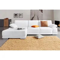 Ecksofa SIT & MORE "Coria L-Form" Sofas Gr. B/H/T: 282cm x 80cm x 162cm, Kunstleder SOFTLUX, Recamiere links, ohne Bettfunktion, weiß mit XL-Recamiere, wahlweise Bettfunktion