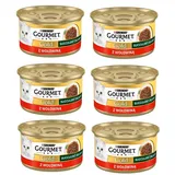 GOURMET Gold Succulent Delights Nassfutter mit Rind für adulte Katzen 6x85g