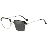 Selbsttönende Lesebrille Damen Herren Blaulichtfilter, Photochrome Sonnenlesebrille für Innen & Außen, Rechteckige Lesehilfe Metall Federscharnier +1.0+1.5+2.0+2.5+3.0+3.5+4.0(Black silver,2.0 x) - 2.0 x