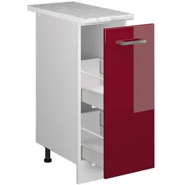 Vicco Apothekerschrank R-Line Bordeaux Hochglanz/Weiß 30 cm AP Marmor