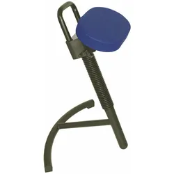 PROREGAL Stehhilfe Columbus | Sitzhöhe 65-83cm | Tragfähigkeit 110kg | Kunstleder-Sitz | mit Sicherheitsgasfeder | Schwarz/Blau