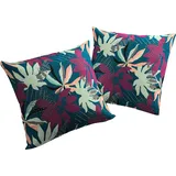 ADAM Audio Adam Dekokissen Jungle, GOTS zertifiziert - Kissenhülle ohne Füllung, 1 Stück blau|lila 40 cm x 40 cm