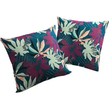 ADAM Audio Adam Dekokissen Jungle, GOTS zertifiziert - Kissenhülle ohne Füllung, 1 Stück blau|lila 40 cm x 40 cm