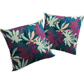 ADAM Audio Adam Dekokissen Jungle, GOTS zertifiziert - Kissenhülle ohne Füllung, 1 Stück blau|lila 40 cm x 40 cm