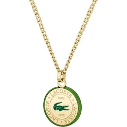 Kette mit Anhänger LACOSTE "VIGOR, 2040447, 2040448", gold (gelbgoldfarben, grün), Halsketten, Herren, Edelstahl-Aluminium, L: 60cm B: 3mm, Edelstahl, Aluminium, B:3mm