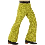 shoperama 70er Jahre Retro Herren Hose mit und ohne Muster Disco Kostüm Siebziger Schlager, Farbe:Grün, Größe:L/XL - L-XL