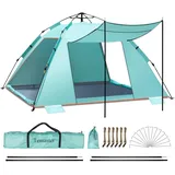 4-5 Person Instant Strandmuschel Automatisches Strandzelt, Extra großes tragbares belüftetes automatisches Sonnenschutz, UV Schutz 50+ Easy Setup Pop Up Zelt für Picknick, Strand