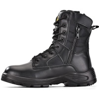 SAFEYEAR Militär Herren Arbeitsstiefel, Heavy Duty Kampf Armee Sicherheitsstiefel, Wide Fit Soft Toe, Wasserdichtes echtes Leder, Lace Up Site Taktische Polizei Sicherheit, SRC High Knöchel Zip Seite - 41 EU Weit