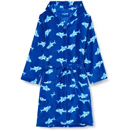 Playshoes Fleece-Bademantel Hai, Blau, 110/116