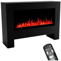 GLOW FIRE Elektrokamin weiß / grau / schwarz HERMES 3D LED Kamin mit Heizung, Elektrischer Kamin mit 3D Feuer mit Heizung, 2 Dekorationen schwarz 106 cm