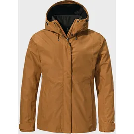Schöffel Damen 3in1 Jacket Style Okere WMS, wasserdichte, atmungsaktive Outdoorjacke mit herausnehmbarer Fleecejacke, caramel, 36