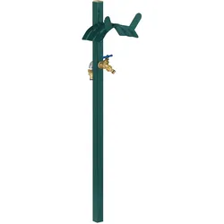 Relaxdays Wasserzapfstelle mit Schlauchhalter, für 45m Schlauch, 2x 1/2" Schlauchadapter, Stahl, HBT 107,5x25x18cm, grün