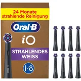 Oral-B iO Strahlendes Weiss, Original Aufsteckbürsten für elektrische Oral-B iO Zahnbürsten, Zahnaufhellung, schwarz, 8 Stück