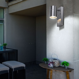 ETC Shop 3er Set LED Down Lampen Haus Tür Garten Wand Beleuchtung Bewegungsmelder Edelstahl