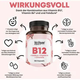 yes vegan Vitamin B12 hochdosiert Kapseln 180 St.