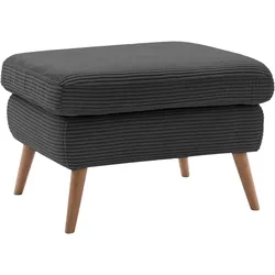 Hocker EXXPO - SOFA FASHION "Scandi bequem und elegant mit hohem Holzfuß", grau (anthrazit), B:72cm H:47cm T:62cm, Hocker, Fußhocker, bequem und elegant mit hohem Holzfuß