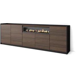 SKRAUT HOME Highboard 260 x 80 x 37 cm Dunkler Eiche / Schwarz