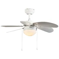 QAZQA Deckenventilator weiß mit Holzprint 80cm mit Zugschalter -