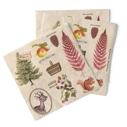 Sovie HORECA Serviette Elias aus Tissue 40 x 40 cm, 100 Stück Natur Reh Fuchs Zapfen Wald Wild Jagd