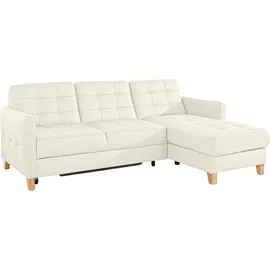 exxpo - sofa fashion "Elio, kompakt, bequem & zeitloses Design, Breite 217cm, L-Form", weiß (alpine weiß), B:217cm H:84cm T:157cm, Luxus-Kunstleder;NaturLEDER (echtes Rindsleder) in Sitz und Rücken.