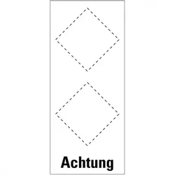 Aufkleber I Grundetikett Achtung, für 2 GHS-Piktogramme, Folie, selbstklebend, 55x115mm