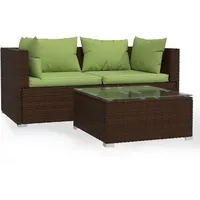 vidaXL 3-tlg. Garten-Lounge-Set mit Kissen braun