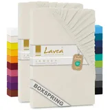 Lavea Spannbettlaken Maya, in Gr. 60x140, 90x200, 120x200, 140x200, 180x200 oder 200x220 cm, Baumwolle, Gummizug: rundum, (2 Stück), Jersey Spannbetttuch für Topper, Boxspring- und Wasserbetten weiß 140/160 cm x 200 cm