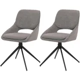 Mendler 2er-Set Esszimmerstuhl HWC-N73, Küchenstuhl, drehbar Auto-Return, Stoff/Textil Boucle (540g/m2) Öko-Tex ~ grau