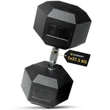 HQ Germany® Hexagon Hanteln 37,5kg 2 Stück | Geruchsarm, ±1,5% Gewichtstoleranz | 37,5kg Hantel, 37,5 kg hanteln 2er Set, Kurzhantel, Dumbbell, 37,5 Kilo Hantel Set, Hantelset Hexagon