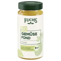 Fuchs Gewürze - Bio Gemüse Fond, optimale Basis für vegetarisches Koche, Ohne Geschmacksverstärker, Farbstoffe, Gluten- und laktosefrei, Zutaten aus kontrolliert biologischem Anbau, 400 ml im Glas
