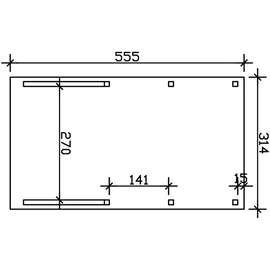 SKANHOLZ Friesland 3,14 x 5,55 m imprägniert inkl. 2 Einfahrtsbögen und Alu-Dachplatten