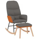 Schaukelsessel mit Hocker Hellgrau Stoff - Grau/Hellgrau