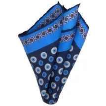 bgents Einstecktuch Handrolliertes Einstecktuch aus Seiden-Twill mit Blüten in Blau, besondere Farbbrillanz blau