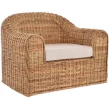 Rattansessel Breiter Wohnzimmer Sessel aus echtem Rattan Thron (Hell Natur)