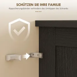 Homcom Hochschrank 0 x 0 cm Schwarz Metall/MDF/Spanplatte