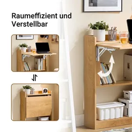 SoBuy Schreibtisch Computertisch mit Ablagen Kleiner Schreibtisch Arbeitstisch Bürotisch Klapptisch Homeoffice 63x82x58cm Natur 64x82x58cm FWT92-N