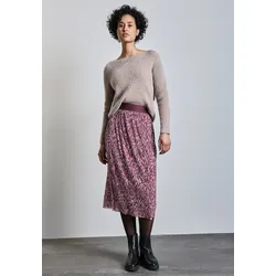 Meshrock STREET ONE, Damen, Gr. 34, mulberry rot, Stoff, 94% Polyester, 6% Elasthan, gemustert, casual, normal wadenlang, Röcke, mit Grafikmuster