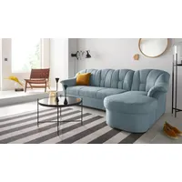Ecksofa DOMO COLLECTION "Papenburg, zeitlose Rückensteppung, elegante Formensprache, L-Form", blau (eisblau), B:235cm H:84cm T:140cm, Kunstleder SOFTLUX, Luxus-Microfaser (100% Polyester), Struktur ( 90% Polyester, 10% Polyacryl), Microfaser PRIMABELLE (100% Polyester), Sofas, in großer Farbvielfalt, wahlweise mit Bettfunktion