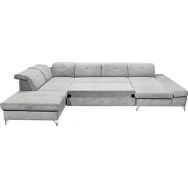 ed exciting design Wohnlandschaft MELFI U-Form, mit Bettfunktion, Bettkasten, Nierenkissen, frei im Raum stellbar, braun