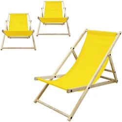ECD Germany 3er Set Liegestuhl Strandliege Gelb klappbar Strandstuhl Sonnenliege Gartenstuhl