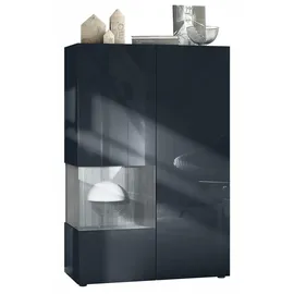 Vladon Standvitrine Morena V2 91,5 x 136,5 x 37 cm Grau/Schwarz