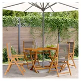 vidaXL Gartenstuhl Verstellbar 4 Stk. Grau Massivholz Akazie