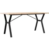 Esstisch Y-Gestell 140x80x75,5 cm Massivholz Kiefer & Stahl - Braun/Bunt