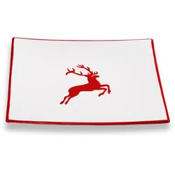 Gmundner Keramik Rubinroter Hirsch, Dessertteller Trend (20x20cm)