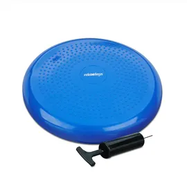 Relaxdays 3 x Balance Kissen, 140 kg Maximalgewicht, Balance Pad mit Luftpumpe, Ballsitzkissen mit Noppen, Fitness Kissen, blau