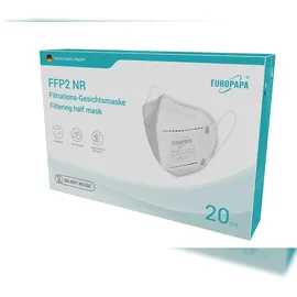 EUROPAPA 20x FFP2 Weiss Atemschutzmaske 5-Lagen Staubschutzmasken einzeln Verpackt