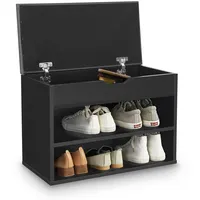 Juskys Schuhregal mit Klappdeckel und gepolstertem Sitz 60x30x44 cm